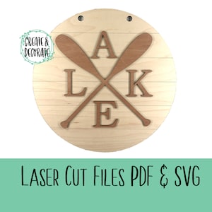 Lake Shiplap Sign with Oars Laser Cut files SVG and PDF
