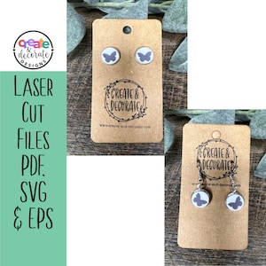 Ingelegde oorbel Stud of Dangly Butterfly Laser Cut Files SVG