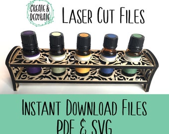 Essential Oil Stand PDF and SVG Laser Cut File Instant Download 5 Bottles