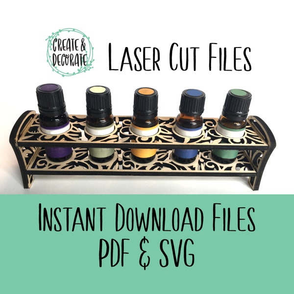 Essential Oil Stand PDF and SVG Laser Cut File Instant Download 5 Bottles