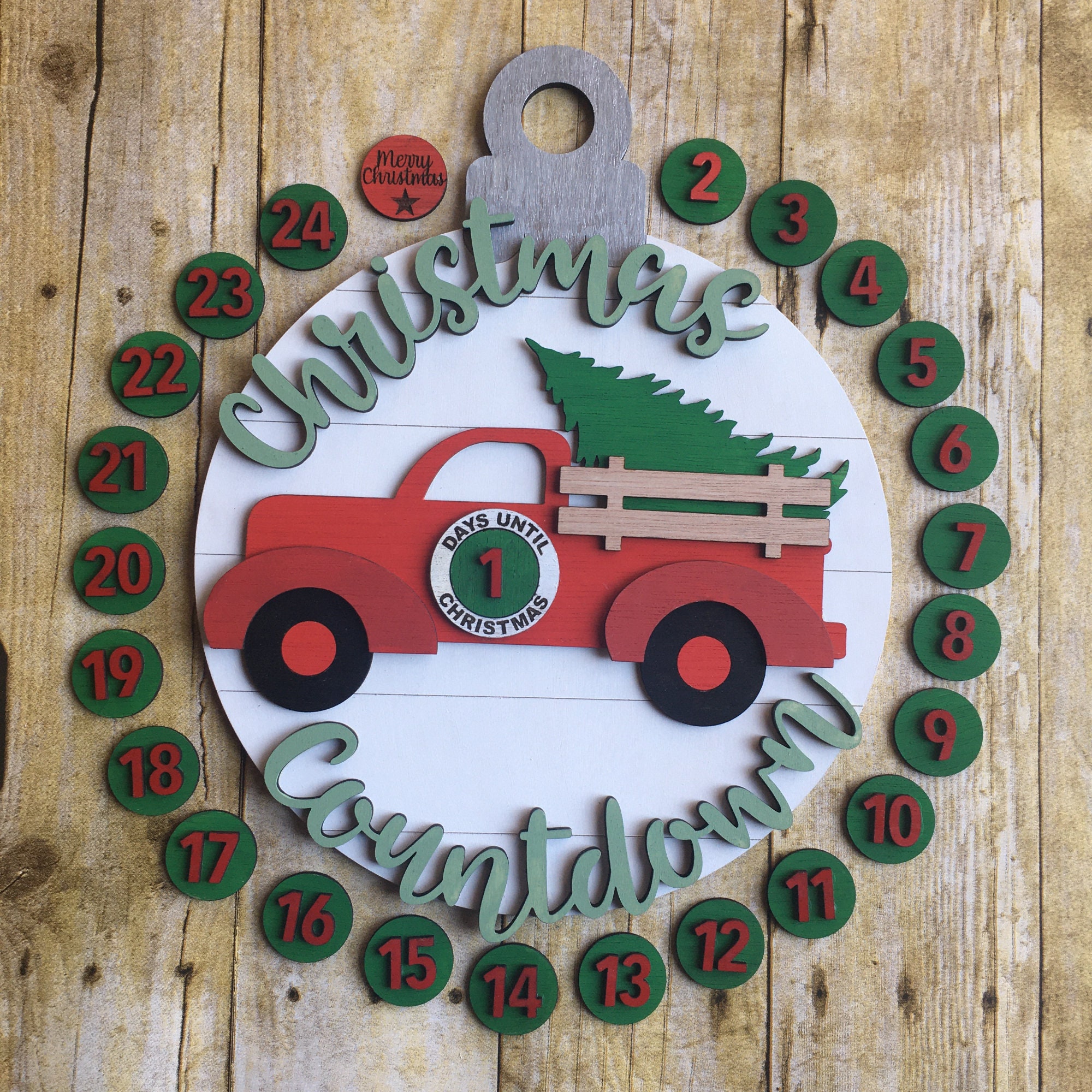 Interchangeable Vintage Truck Christmas Countdown Glowforge Laser Cut ...