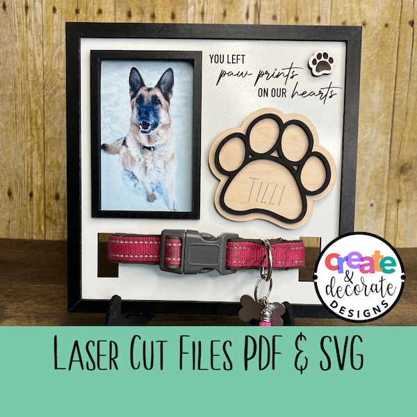 Pet Memorial Frame Digital Laser Cut File svg, pdf