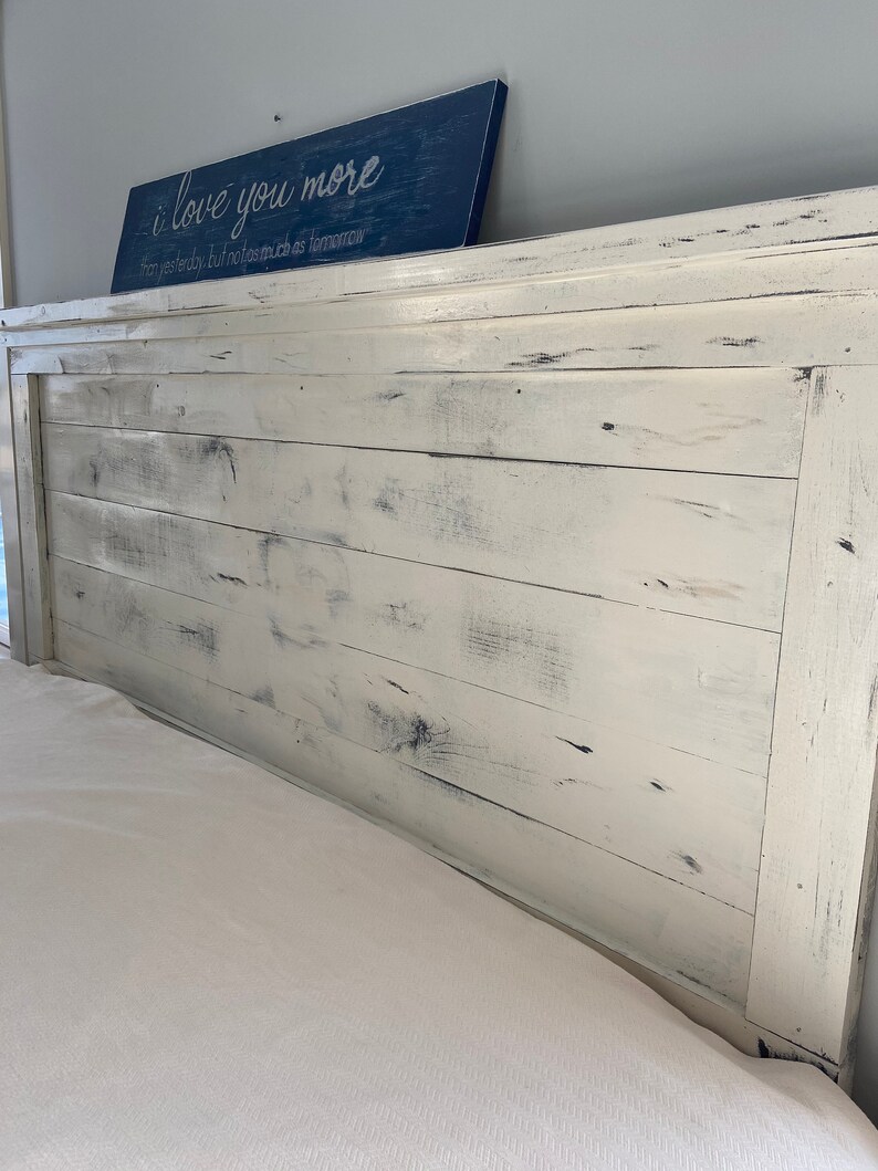 Distressed wood headboard Etsy