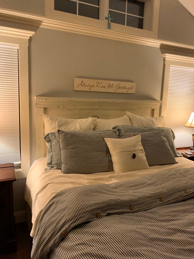 Distressed wood headboard Etsy