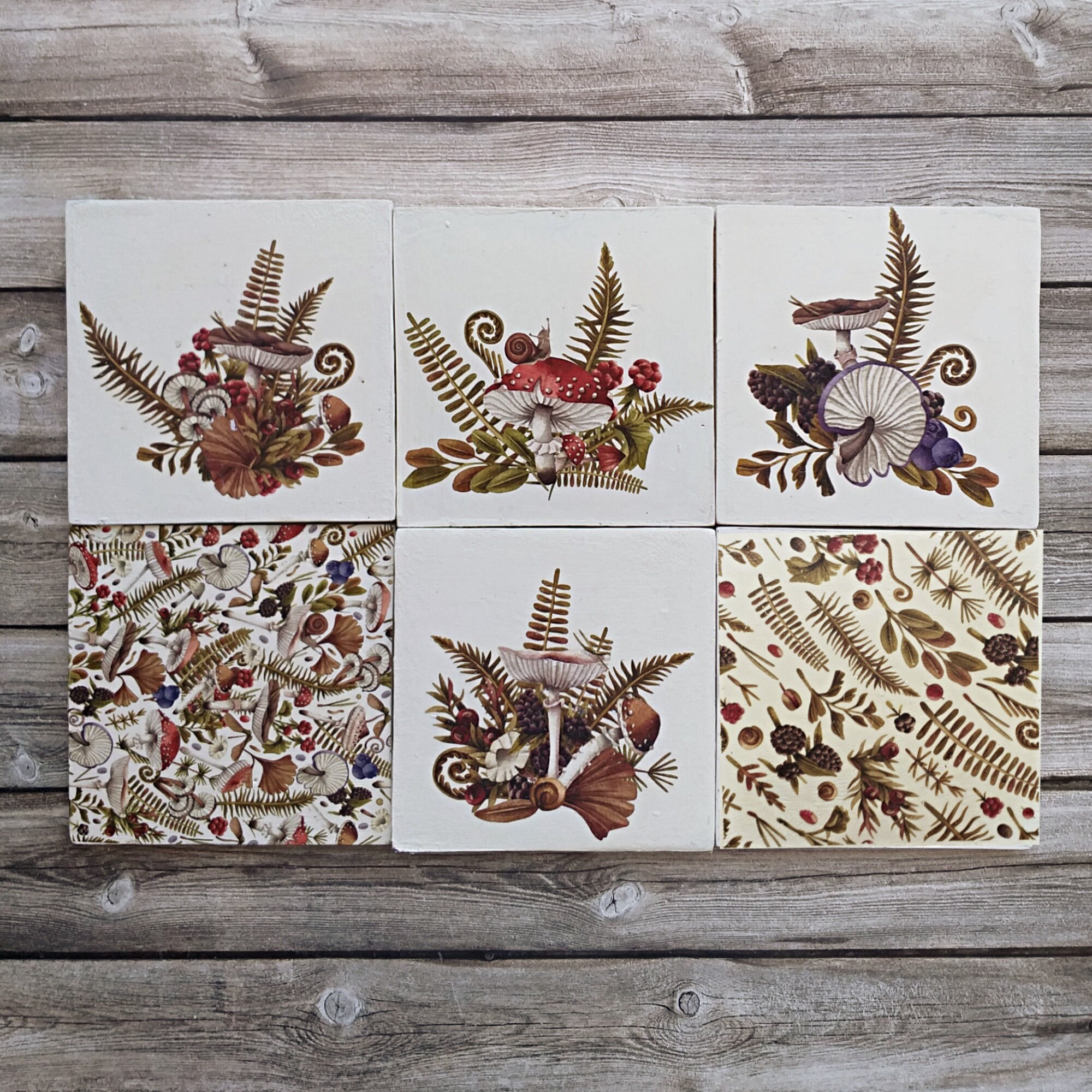 Decorative Art Tiles Mushroom Ornament Ceramic Wall Tile Etsy