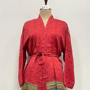 Silk Kimono, Luxury Kimono Robe, Festival Kimono, Silk Loungewear, Recycled Silk Sari Kimono, Nightwear Kimono, Maternity Gown LK-51