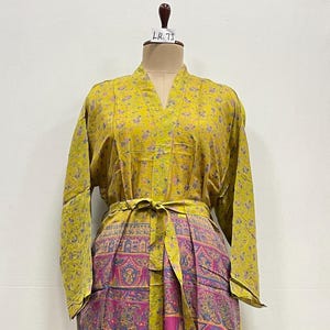 Woman silk kimono, Vintage kimono, Boho kimono, Silk dressing gown, Christmas gift, Gifts for her Vintage Robe, Silk Handmade Kimono