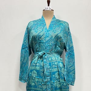 Handmade Silk Kimono, Colorful kimono, Silk Lounge Wear, Festival Jacket, Silk Sari Kimono, Women&#39;s Clothing, Night Wear kimono, summer robe
