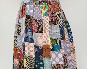 インドのパッチワークコットンマキシスカート、ボヘミアンスタイル
