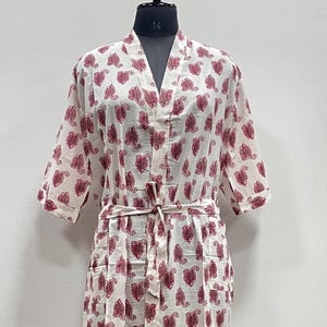 Beautiful Cotton Kimono Dressing Gown Handmade Women Kimono Robes, Women Clothing Robe New Printed Cotton Kimono Robes Gift For Women
