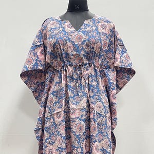 Cotton Kaftan, Bohemian Summer Wear Dress, Handmade Sleepwear Maxi Dress, Indian Loungewear Coverup Women Dress