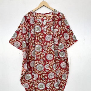 Breathable Cotton Kaftan Floral Kaftan Poncho Dress Hand Block Print Caftan Kaftan For Woman Cotton Dress, , Plus Size Dress, Cotton Dresses