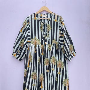 Vestido de algodón de verano con bolsillos, vestido casual de algodón para mujer, vestido midi, minivestido, vestido largo con estampado floral, vestido veraniego ligero de algodón.