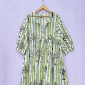 Cotton Summer Dress, dress for women, 100% Cotton block print dress, gift for her, cotton dress, Floral Block Print Soft Cotton Summer Dress