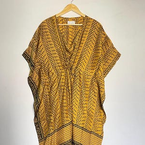 Floral Print Indian Silk Kaftan, Kaftan Maxi Dress, Soft Silk Lounge Wear Summer Resort Wear Kaftan, Handmade Kaftan, Bikini Cover Up Kaftan