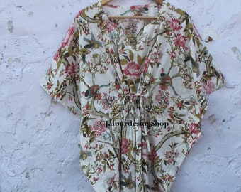 Baumwolle Kaftan Kleid Floral Kaftan Baumwolle Kaftan Plus Größe Poncho Kleid Kaftan für Frau Strand vertuschen Geschenke für Sie