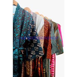 Wholesale Lot Of 10 Pcs Silk Saree Kimono, Bath Robe, Beach Wear, Robes, Vintage Kimono, Cover Up, Dressing Gown, Street Wear Fashionable