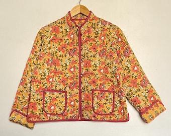 Floral Quilted Jackets Cotton Bohemian Style Fall Winter Jacket Coat Vintage Boho wedding Reversible Jacket For Women