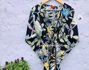 Baumwolle Kaftan Blumen Kaftan Handblock Gedruckt Übergröße Kleid Poncho Kleid Kaftan Für Frau Geschenke für Sie