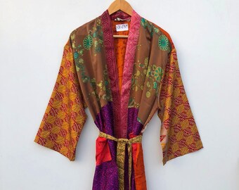 Seide Kimono Robe Morgenmantel Vintage Kimono Bademantel Strand Vertuschen Geschenke für sie Kimono für Frau Plus Size Kleid NK-659