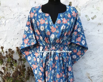 Baumwolle Kaftan Poncho Kleid Floral Kaftan Hand Block Print Kaftan Baumwolle Kaftan Kleid Party Wear Kaftan Geschenke für sie Kaftan für Frau