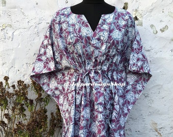 Cotton Kaftan Poncho Dress Hand Block Print Caftan Cotton Caftan Dress Kaftan For Woman Gifts For Her Party Wear Kaftan