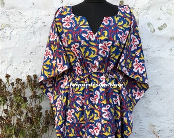 Baumwolle Kaftan Block Print Kaftan Poncho Kleid Floral Kaftan Lange Kaftan Kleid Kaftan für Frau Geschenke für ihre Party Wear Kaftan