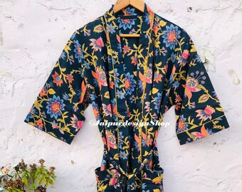 Baumwolle Kimono Robe Bademantel Morgenmantel Hausmantel Robe Floral Kimono Brautjungfern Roben, Strandmode, Plus Size, Geschenke für Sie