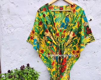 Baumwoll-Kaftan Frida Kahlo Bedrucktes Plus-Size-Kleid-Kaftan für Frauen, Party-Kleidung, Kaftan-Geschenke für Sie, Strandmode-Kaftan