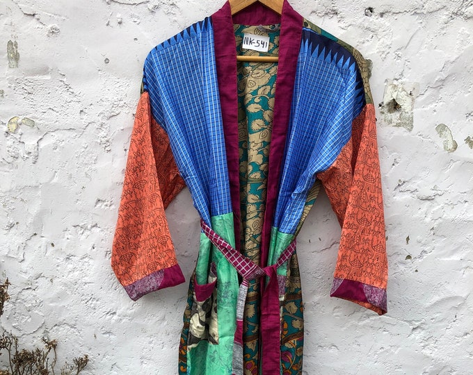 Silk Kimono House Coat Robe Bathrobe Dressing Gown Vintage Kimono