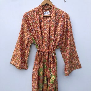Long Silk Kimono Robe, Handmade Silk Dressing Gown, Silk Lounge Wear Robe, Summer Silk Beach Cover Up,
