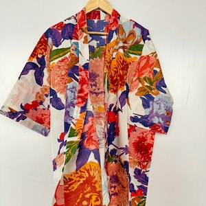 Blockprint Cotton Kimono Robes for Women Bridesmaids robes Indian Dressing Gown Unisex Blockprint Beach Cover ups Bridesmaid Gifts