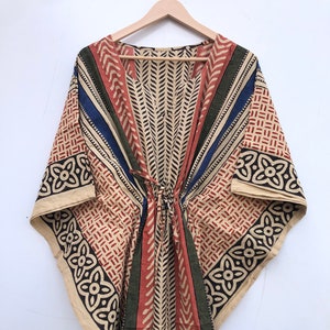 Indian Handmade Breathable Cotton Kaftan Beach Cover up, Sleepwear, Maxi Dress,Bikini Cover Up, Soft Tunic Boho Kaftan Dress up