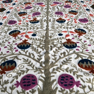 Suzani Throw, Suzani Hand Embroidery Bedspread, Suzani Wall hanging & table cover, Suzani decor, Bohemian decor, Uzbek suzani embroidery