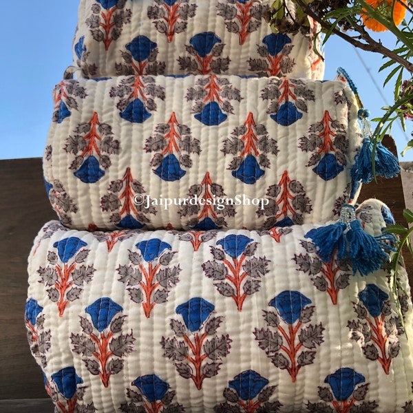 Block Print Makeup Bag Etsy