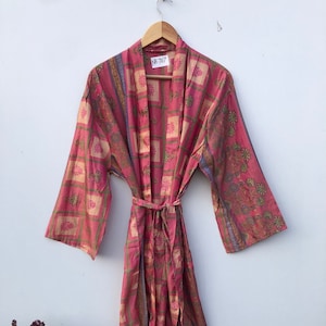 Art Silk Kimono Vintage Kimono Robe Bathrobe Dressing Gown Gifts For Her Plus Size Dress Beachwear Kimono For Woman NK-707