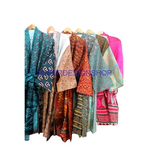 Wholesale Lot Of 15 Pcs Silk Kimono, Bath Robe,  Bikini Cover Up, Robes, Dressing Gown, Indian Kimono, House Wear, Getting Ready For Party