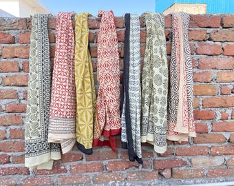 Pareo de algodón estampado a mano, estilo pareo de playa, bufanda larga
