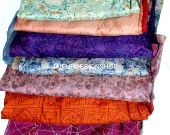 Wholesale Vintage Silk Saree Fabric Lot, Dressmaking Material, Recycled Indian Sari