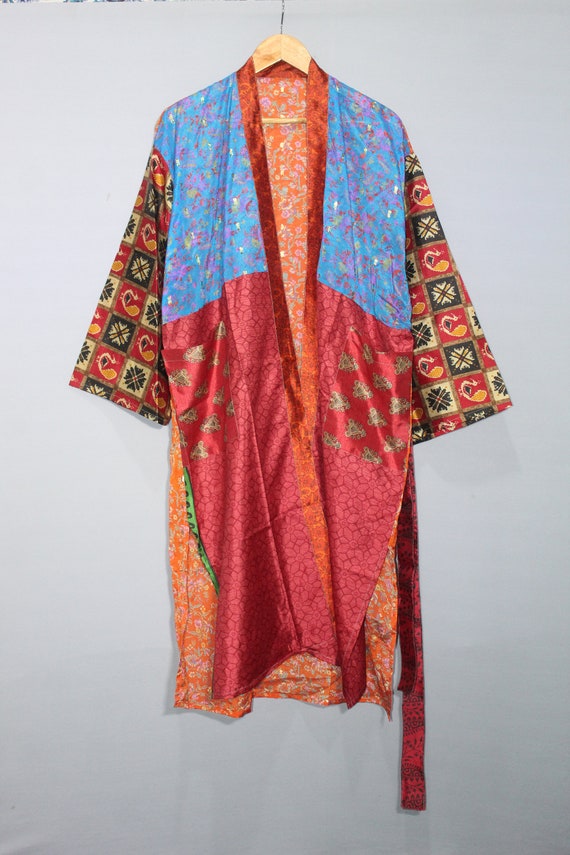 Silk Saree Kimono, Robes, Vintage Kimono, Beachwe… - image 2