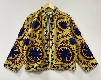 Hand Embroidered Velvet Suzani Jacket, Boho Hippie Style