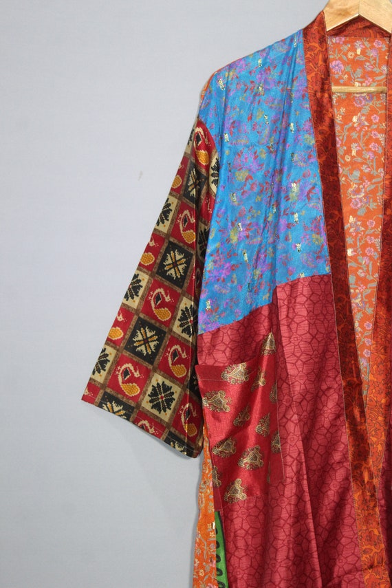 Silk Saree Kimono, Robes, Vintage Kimono, Beachwe… - image 3