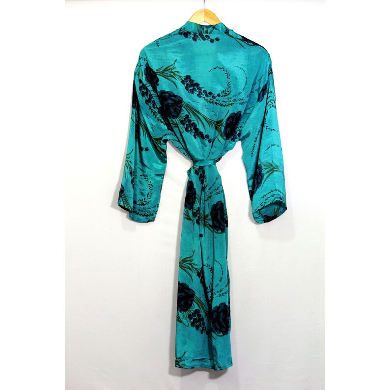 Robe Vintage Silk Robe Dressing Gown Beach Wear Dress Night Wear Floral Kimono Bath Robe PS-165 EXPRESS SHIPPING-Silk Kimono