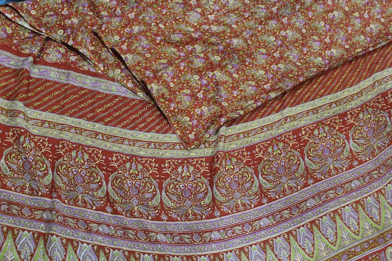 Dressmaking Vh444 Recycled Fabric Ethnic Craft Vintage Fabric Indian Silk Sari Clothing EXPRESS SHIPPING-Silk Saree