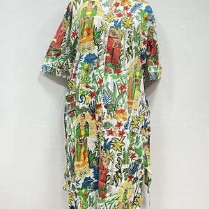 Cotton Kimono Robe Dressing Gown, Block Print Bridesmaid Robe, Summer Nightwear, One Size Indian Women Cotton Kimono