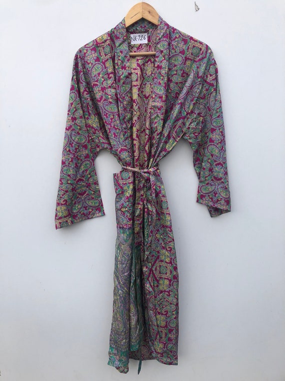 Silk Kimono Robe Dressing Gown Bathrobe Gifts For… - image 1