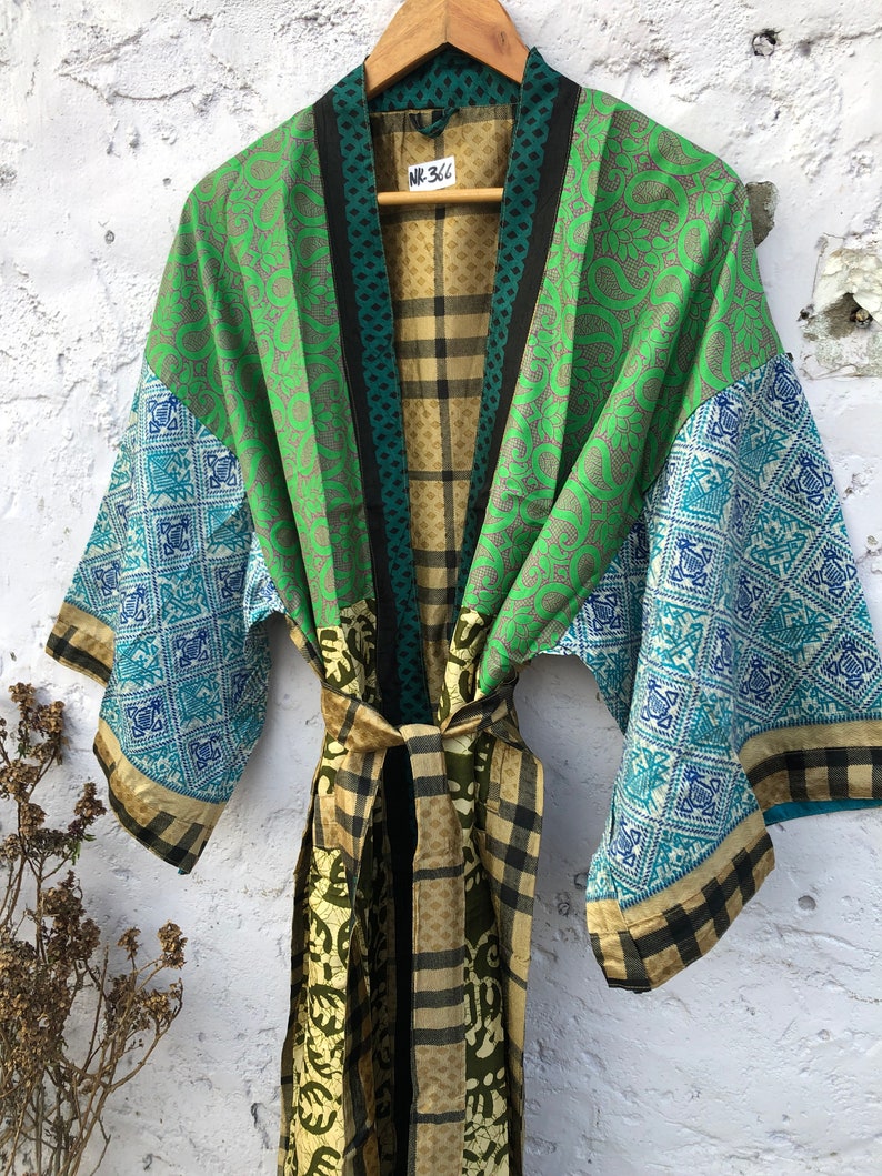 Silk Saree Kimono Dressing Gown Silk Kimono House Coat Etsy