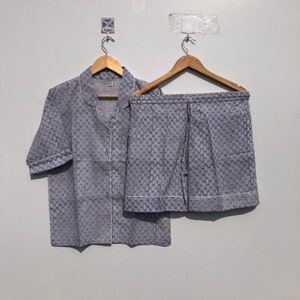 Block Print Handmade Cotton Pajamas Shorts Pj set, Shorts Pj Set, Comfortable Nightwear, Summer Night Dress, Gift For Her