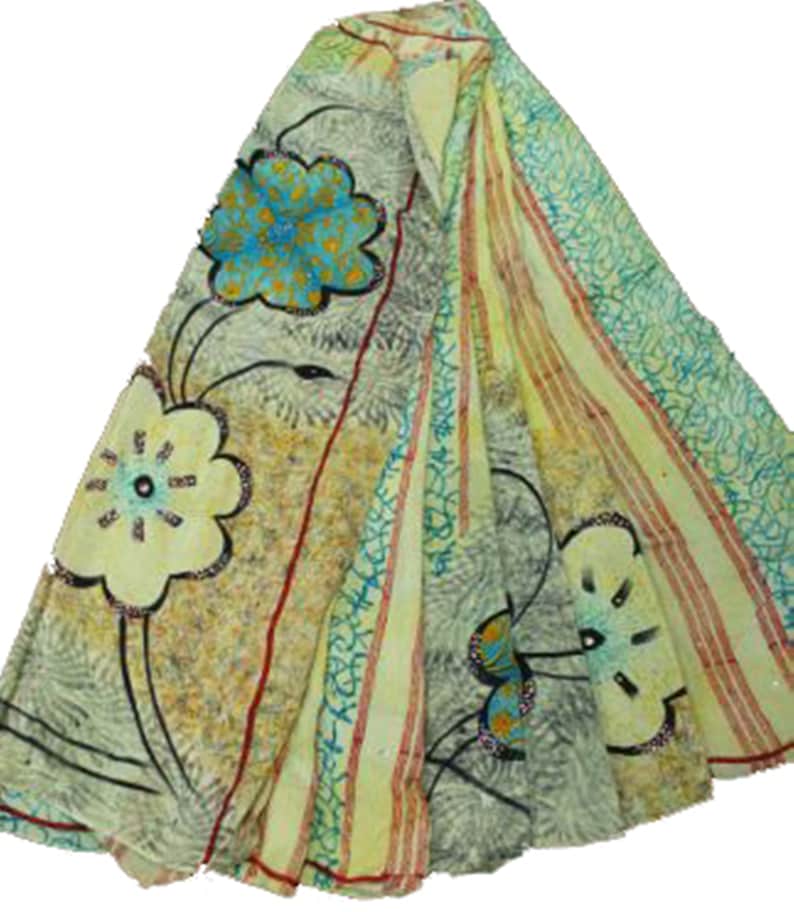 Recycled Fabric Sari Clothing Vh456 Indian Vintage Silk Crape Saree Ethnic Craft Dressmaking EXPRESS SHIPPING-Woman/'s Silk Sari Kimono