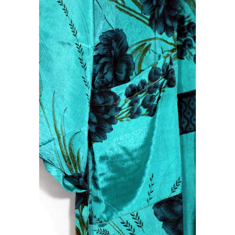 Robe Vintage Silk Robe Dressing Gown Beach Wear Dress Night Wear Floral Kimono Bath Robe PS-165 EXPRESS SHIPPING-Silk Kimono